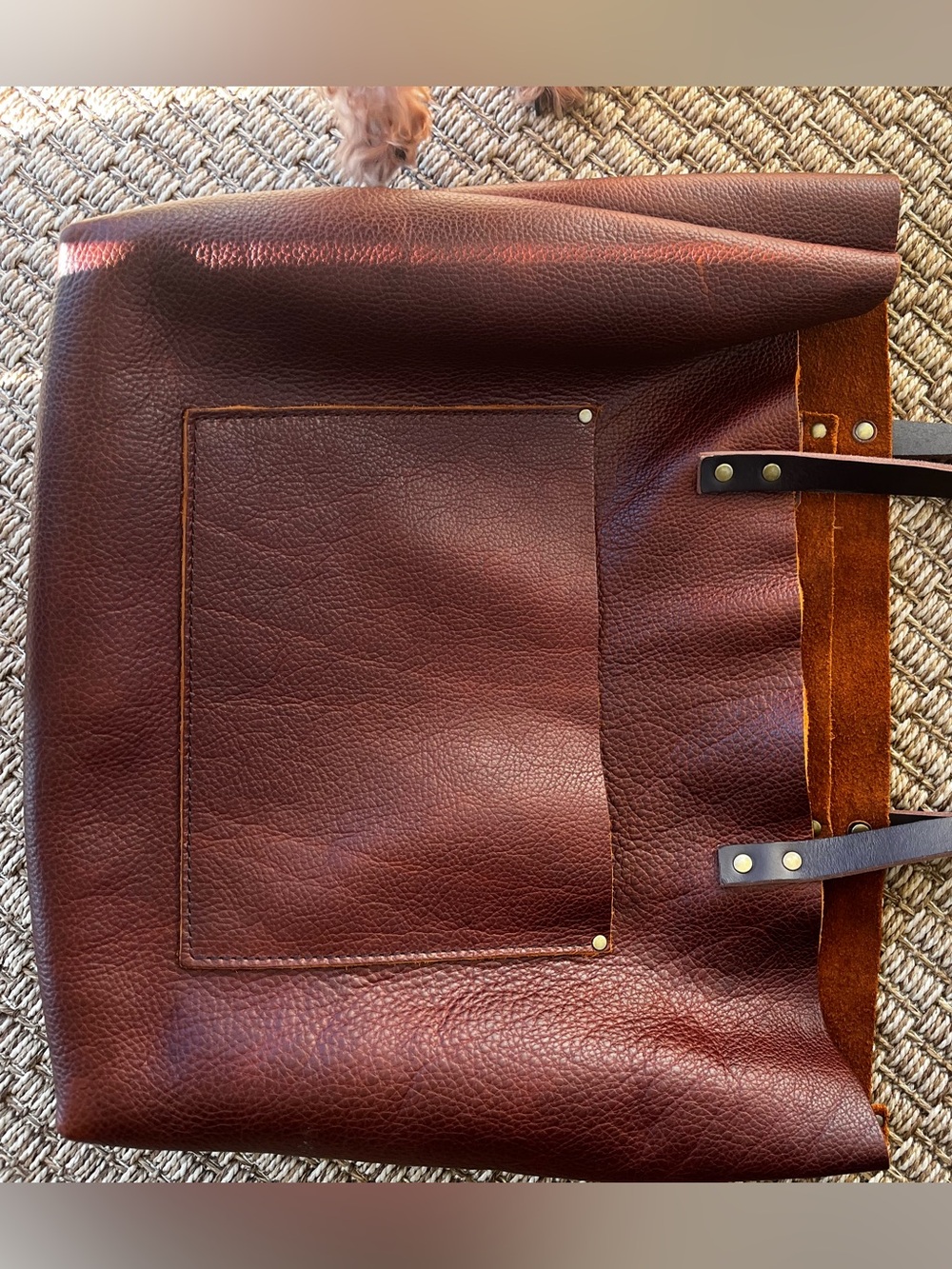 Portland Leather Deep Nutmeg Brown Leather Tote Oversized